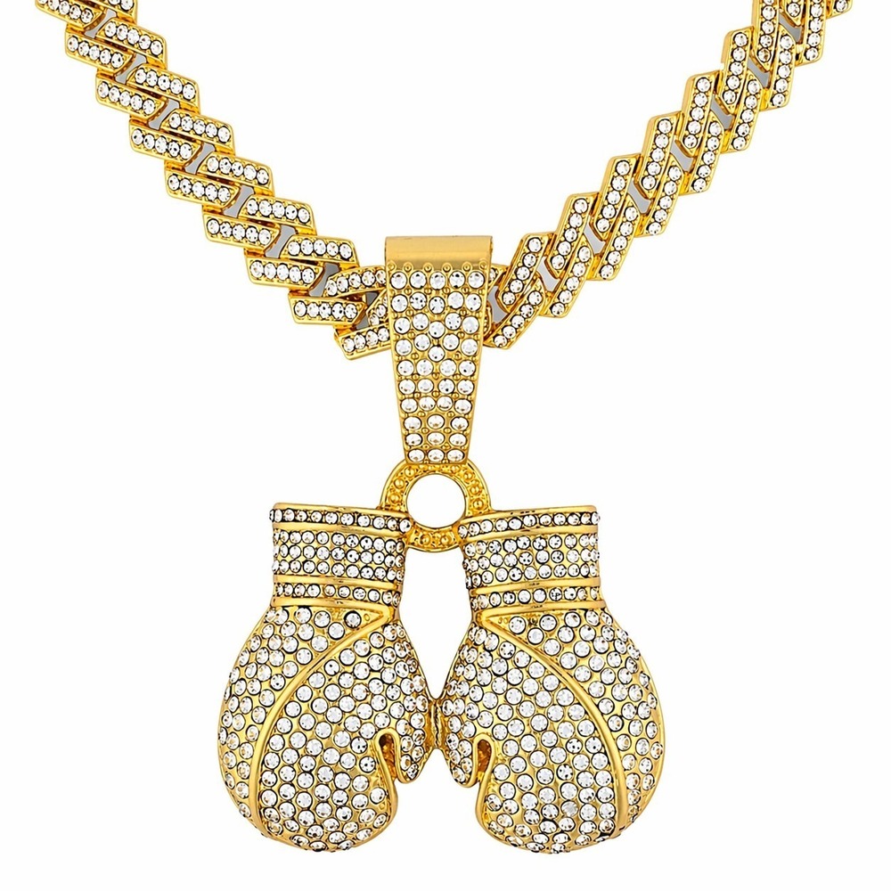 NEW Invicta Elements TKO Iced Out Pendant & 21.65" Chain, Gold ‎  #1027